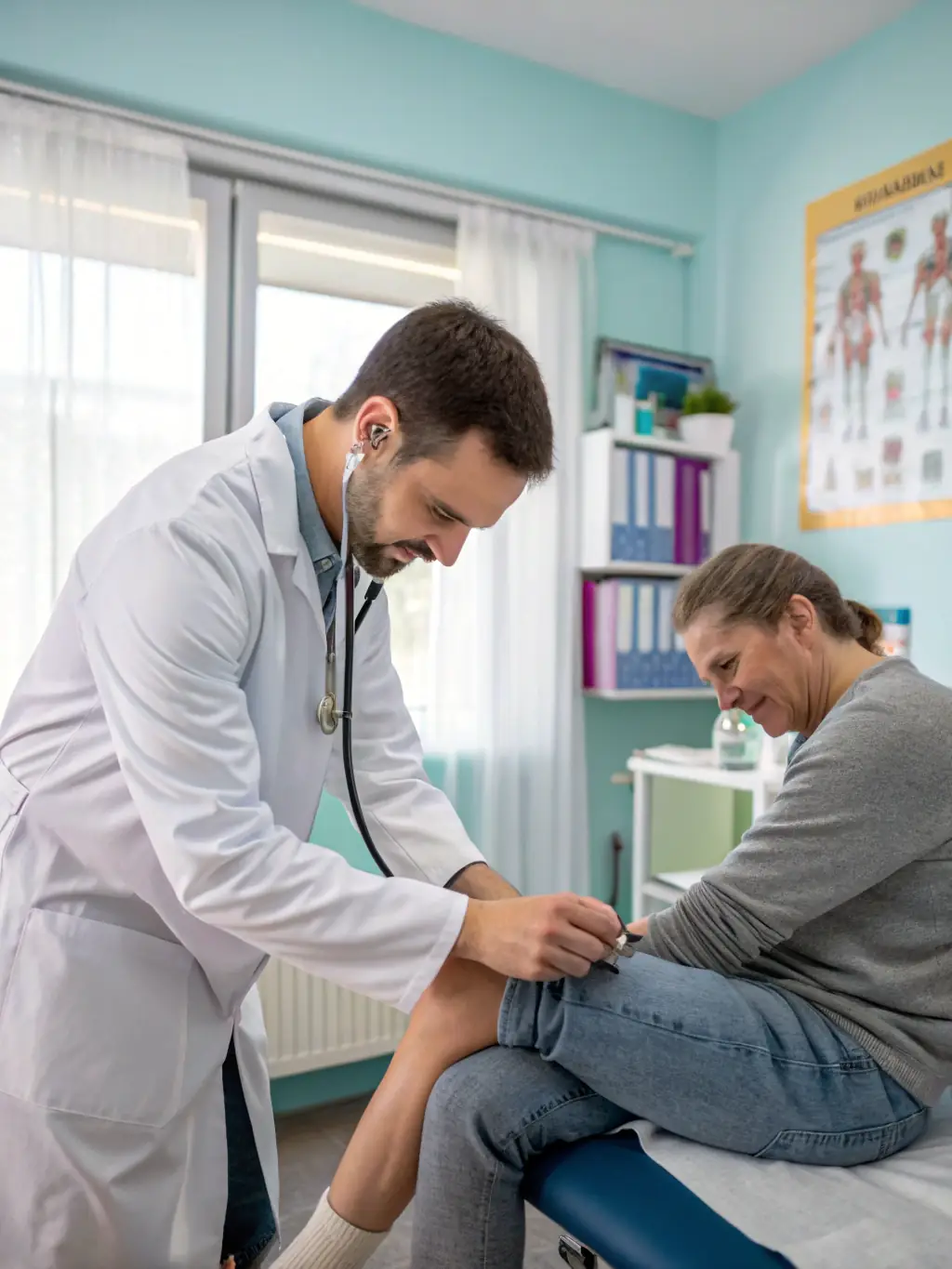 An image of a rheumatologist reviewing a patient's chart, discussing rheumatology infusion options at Althea Infusions.